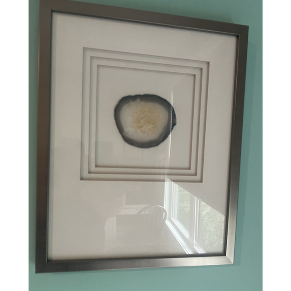 Crystal Stone Centered Wall Art Home Decor Gemstone Metal Frame Bedroom Living - Picture 1 of 9